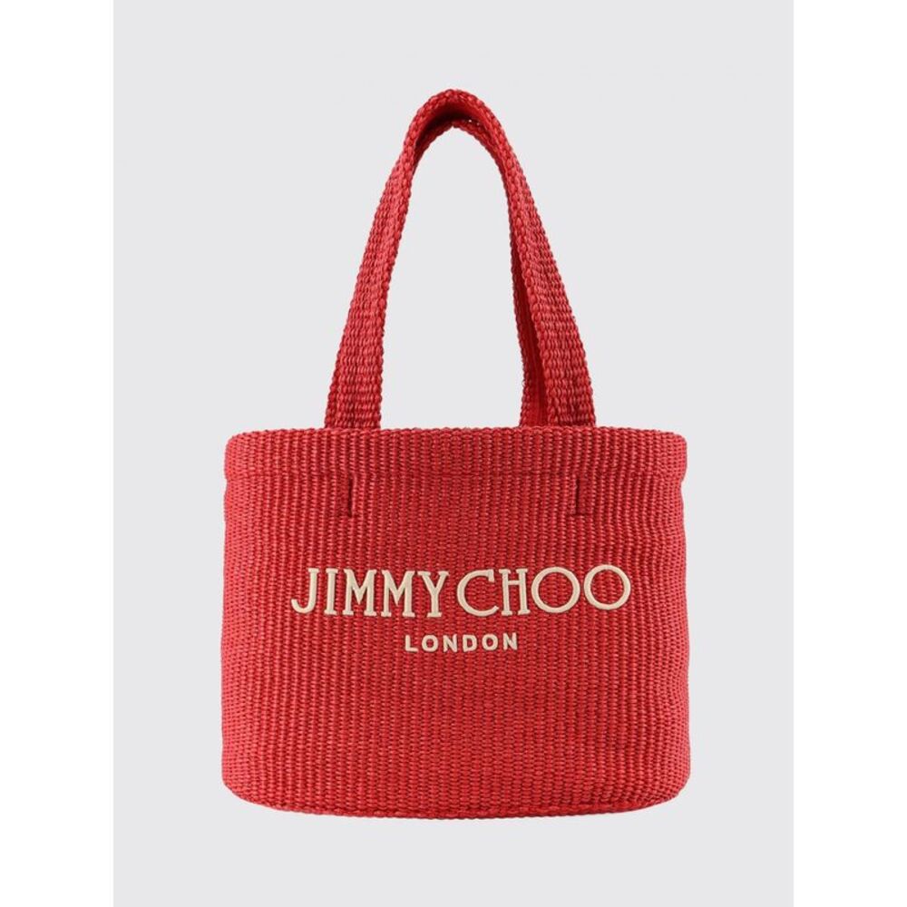 Beach Tote East-West Raffia Bag With Embroidered Logo Jimmy Choo